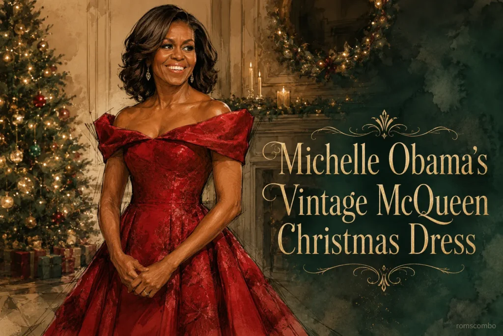Michelle Obama’s Vintage McQueen Christmas Dress